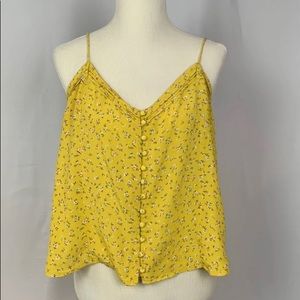 Volcom yellow floral sleeveless top Medium